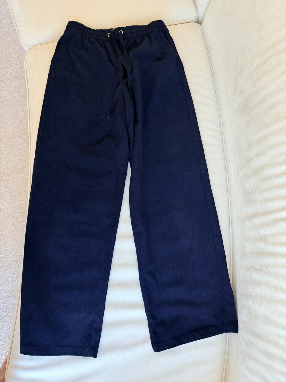 Zara Navy Drawstring Casual Trousers